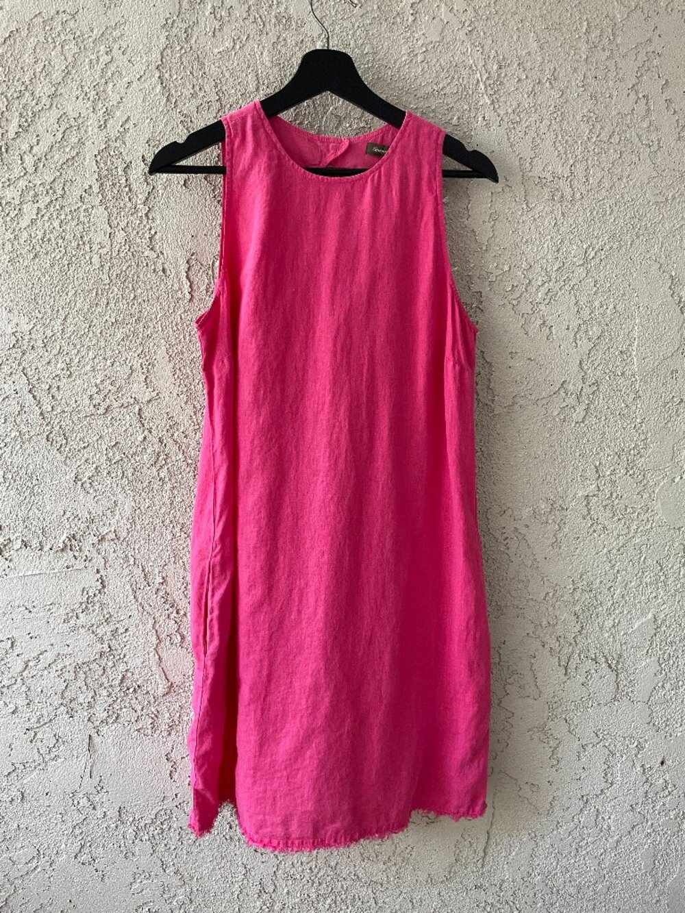 Hot Pink Linen Shift Dress with Pockets M Raw Hem Beach Tommy Bahama